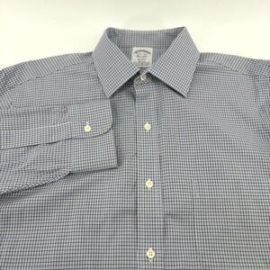 Brooks Brothers Regent Shirt Mens 15.5/32 Blue Check Non-Iron Supima Cotton